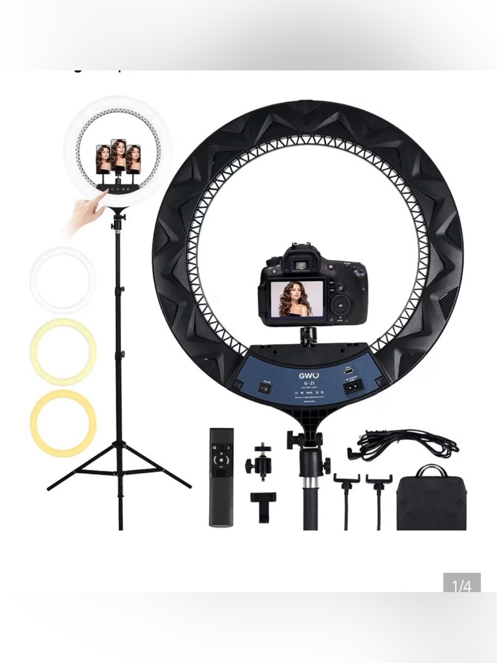 21-inch Black LED Ring Light with Camera Mount & Tripod